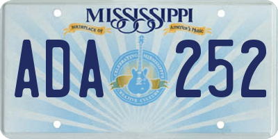 MS license plate ADA252