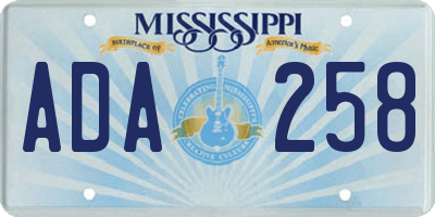 MS license plate ADA258