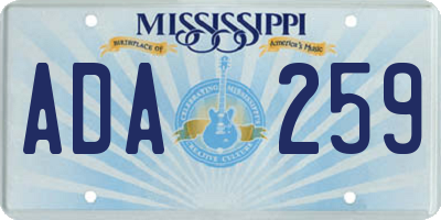 MS license plate ADA259