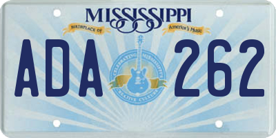 MS license plate ADA262