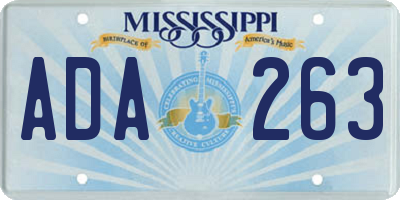 MS license plate ADA263