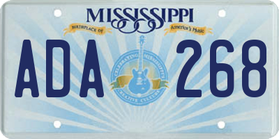MS license plate ADA268