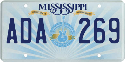 MS license plate ADA269