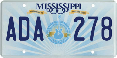 MS license plate ADA278