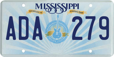 MS license plate ADA279