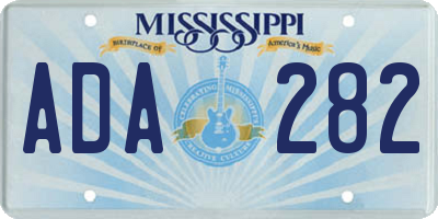 MS license plate ADA282