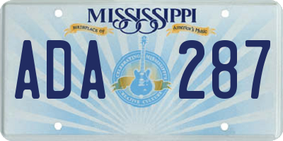 MS license plate ADA287