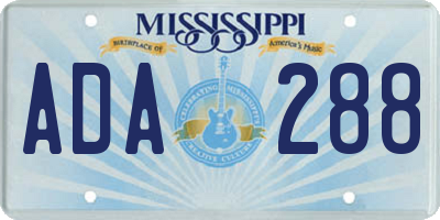 MS license plate ADA288