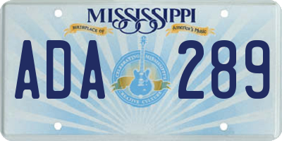 MS license plate ADA289