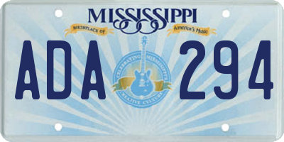 MS license plate ADA294