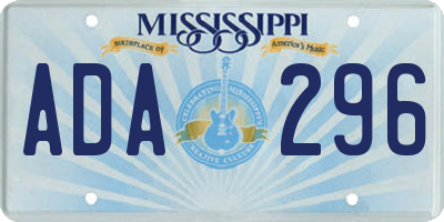 MS license plate ADA296
