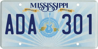MS license plate ADA301
