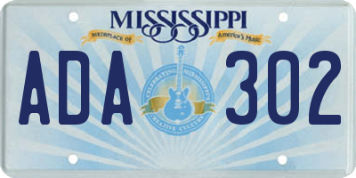MS license plate ADA302