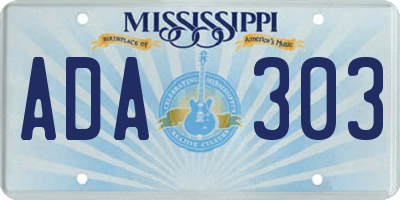 MS license plate ADA303