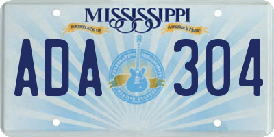 MS license plate ADA304