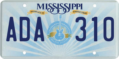 MS license plate ADA310