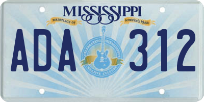 MS license plate ADA312