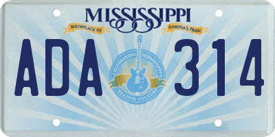 MS license plate ADA314