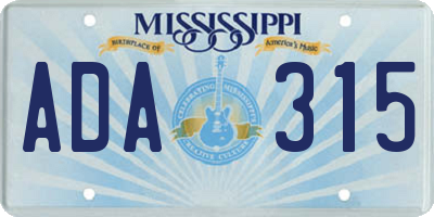 MS license plate ADA315