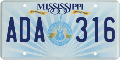 MS license plate ADA316