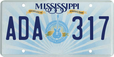 MS license plate ADA317