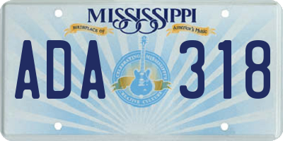 MS license plate ADA318