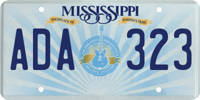 MS license plate ADA323