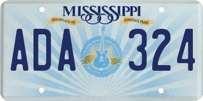 MS license plate ADA324