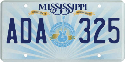 MS license plate ADA325