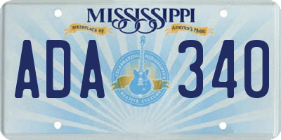 MS license plate ADA340