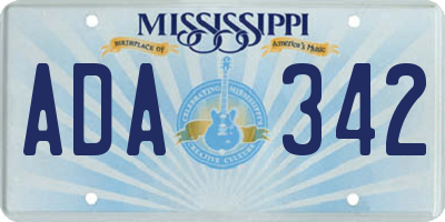 MS license plate ADA342