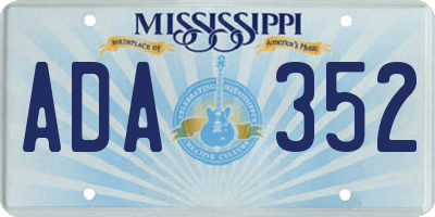 MS license plate ADA352