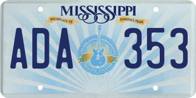 MS license plate ADA353