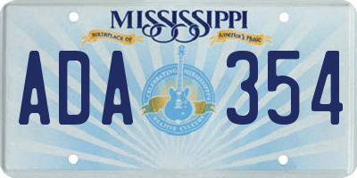 MS license plate ADA354