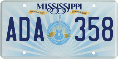 MS license plate ADA358