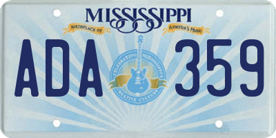 MS license plate ADA359