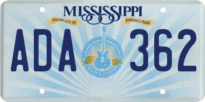 MS license plate ADA362
