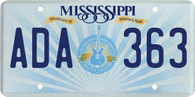 MS license plate ADA363