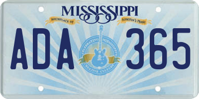 MS license plate ADA365