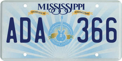 MS license plate ADA366