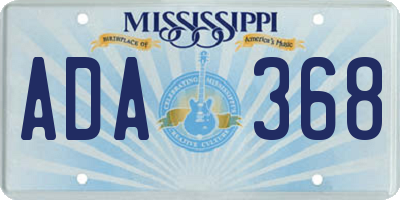 MS license plate ADA368