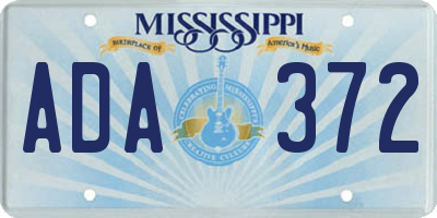 MS license plate ADA372