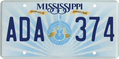 MS license plate ADA374