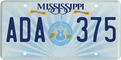 MS license plate ADA375
