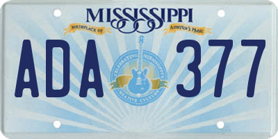 MS license plate ADA377