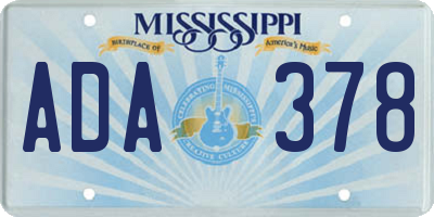 MS license plate ADA378