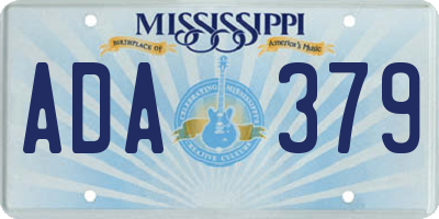 MS license plate ADA379