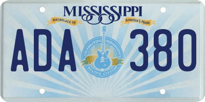 MS license plate ADA380