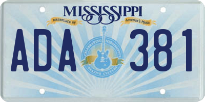 MS license plate ADA381