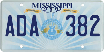 MS license plate ADA382